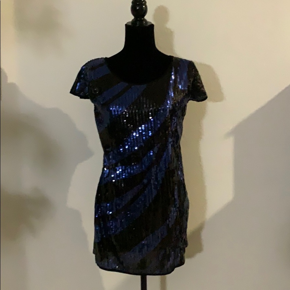 Sequined dress black and blue
